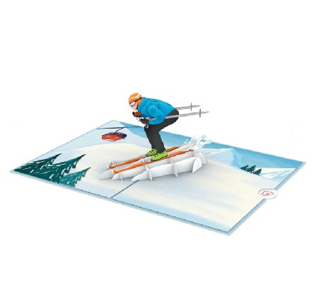 Skifahrer Pop-Up Karte Skifahrer Pop-Up Karte
