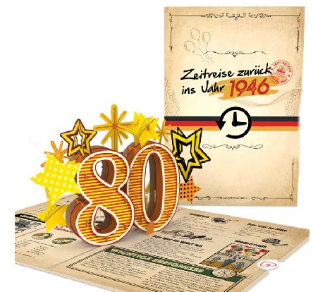 Zurück ins Jahr 1946 Pop-Up Karte