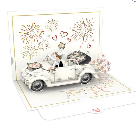 Hochzeitsauto mit Musik & Licht Pop-Up Karte Hochzeitsauto mit Musik & Licht Pop-Up Karte