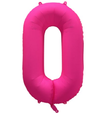 NEON PINK Ballon Zahl 0, Maße: 86 cm