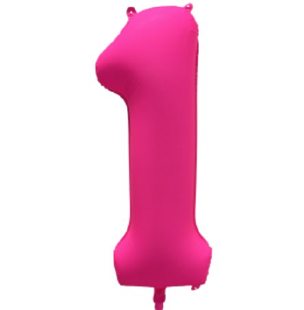 NEON PINK Ballon Zahl 1, Maße: 86 cm