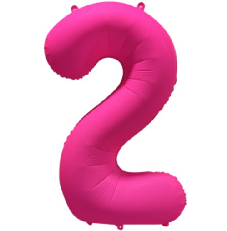 NEON PINK Ballon Zahl 2, Maße: 86 cm