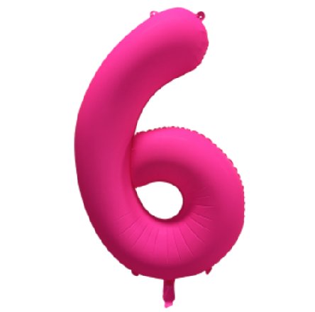 NEON PINK Ballon Zahl 6, Maße: 86 cm