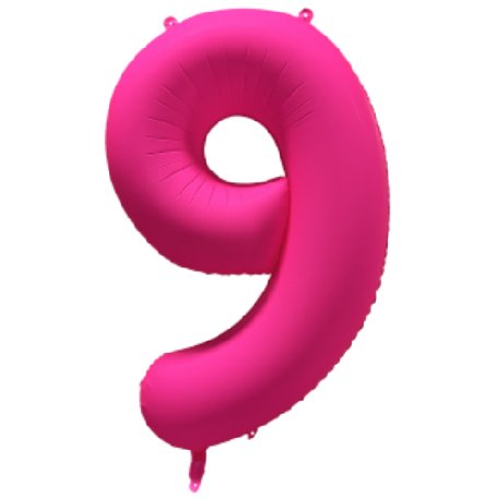 NEON PINK Ballon Zahl 9, Maße: 86 cm