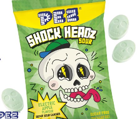 PEZ Shock Headz grüner Apfel, PEZ Shock Headz grüner Apfel,