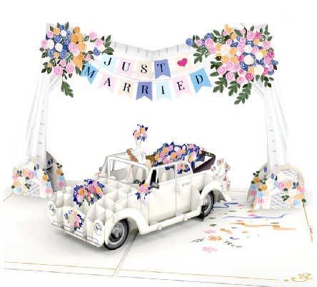 Hochzeitsauto mit Just Married Karte