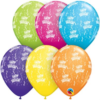 Qualatex - Happy Birthday Luftballons, 6 Stück