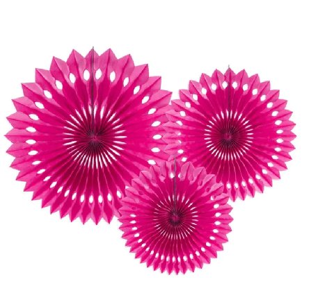 Dekofächer, 3-tlg. pink - Dekorosetten
