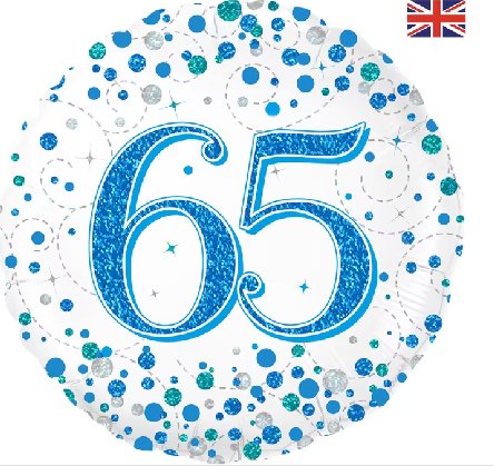 Ballon zum 65.Geburtstag, Holo Blue