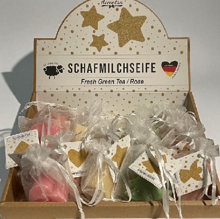Schafmilchseife im Organzasäckchen, Stern Schafmilchseife im Organzasäckchen, Stern