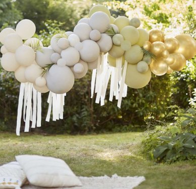 Ballonbogen Bausatz, grau,creme,grün und gold