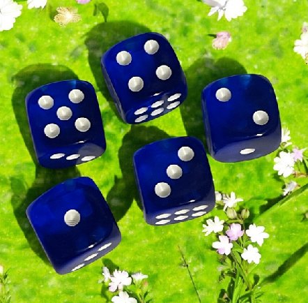 Würfel, 5 Stück in blau