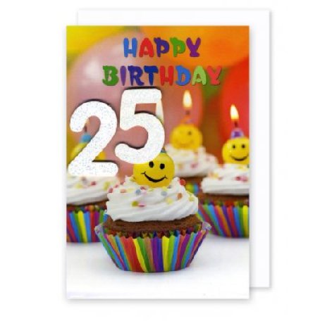 Karte mit Zahl 25 - Happy Birthday Karte mit Zahl 25 - Happy Birthday