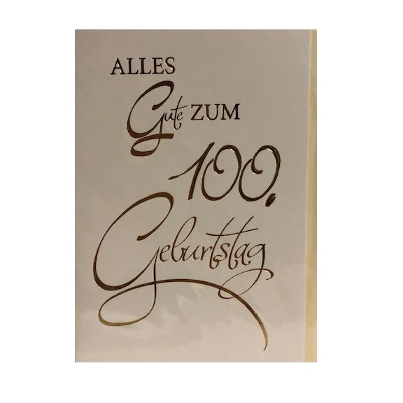 Glückwunschkarte zum 100. Geburtstag