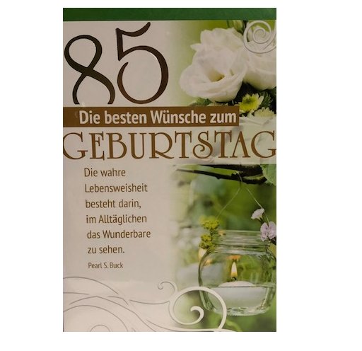 Glückwunschkarte zum 85. Geburtstag