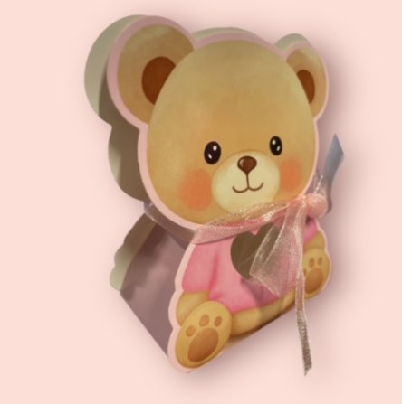 Geschenkbox Bärchen mit rosa Schleife